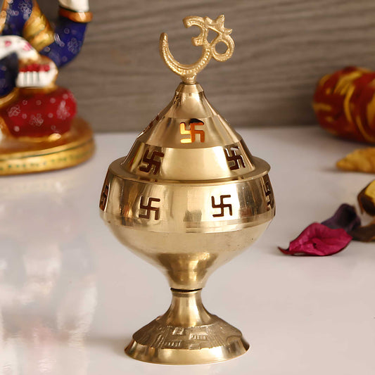 Om and Swastik Brass Diya