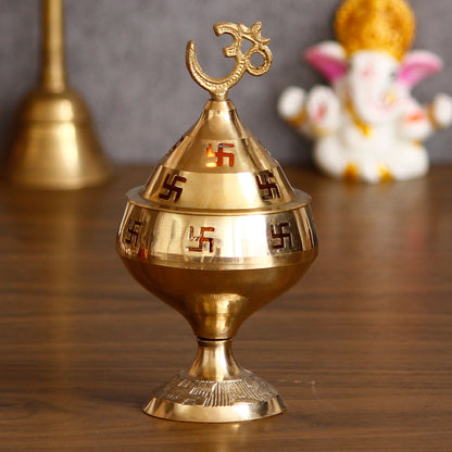 Om and Swastik Brass Diya