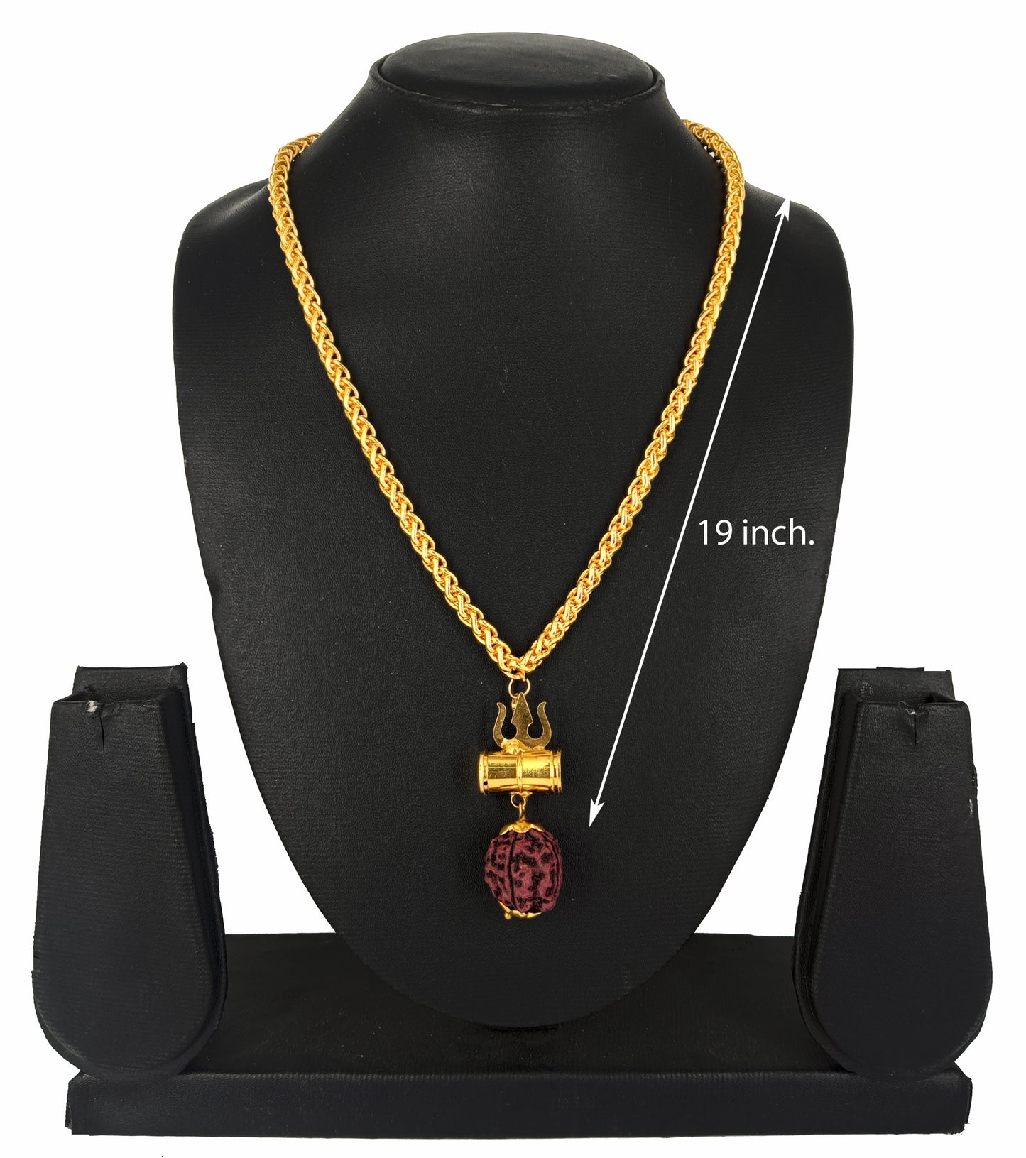 Gold Plated Trishul With Rudraksha Pendant With Chain