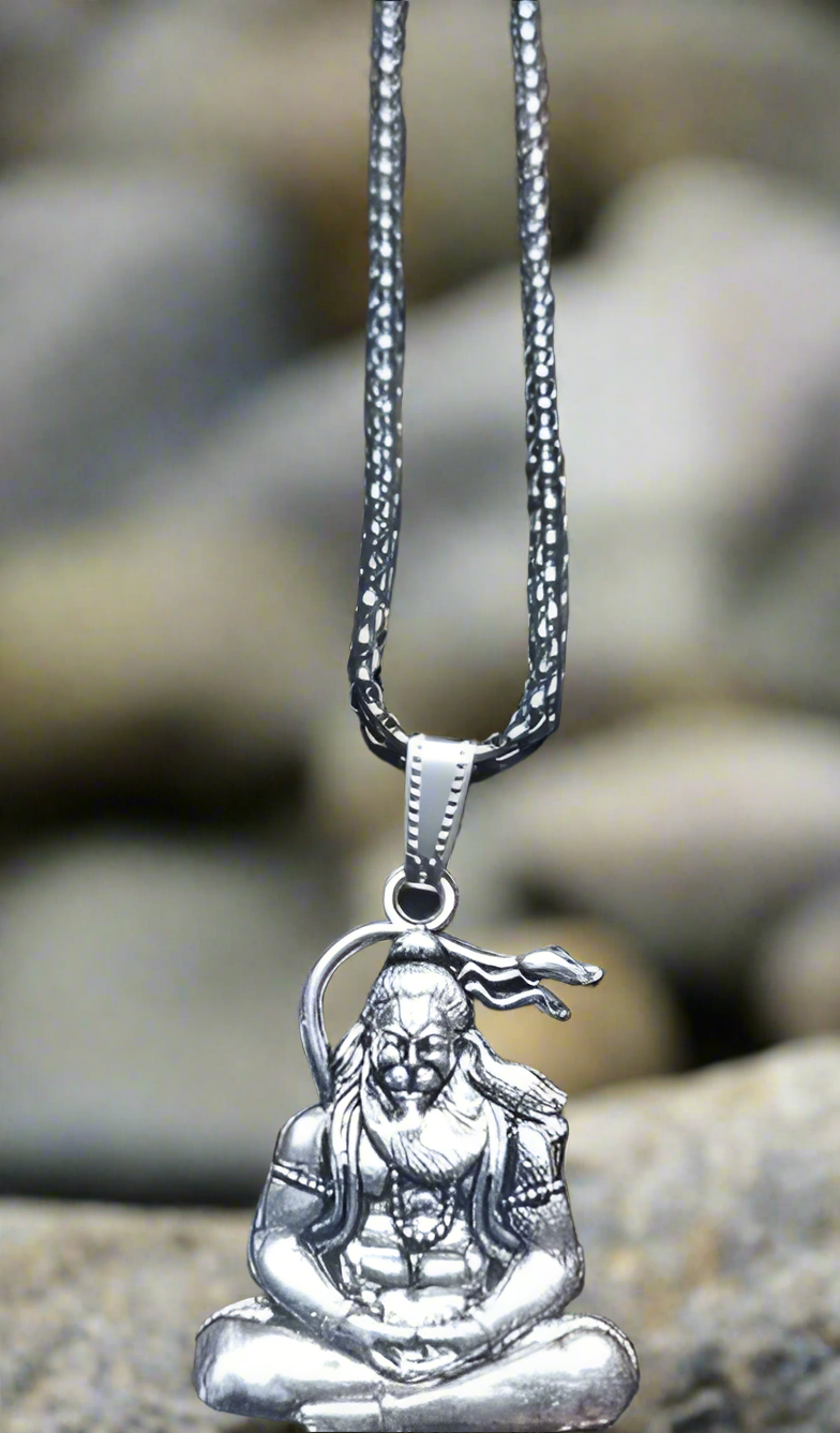 Hanuman Silver Locket With Chain