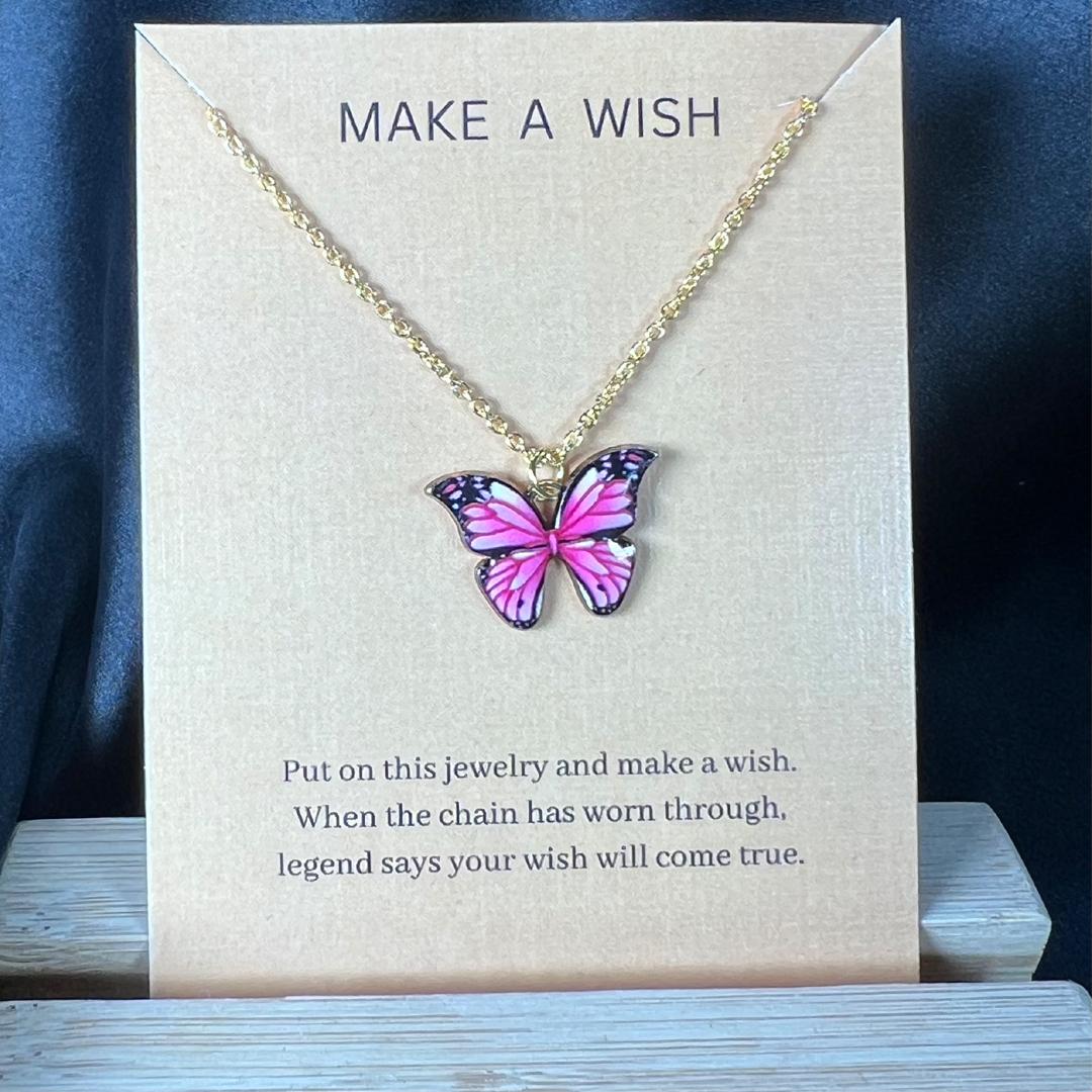 Gold Plated Butterfly Pendant Stylish Necklace