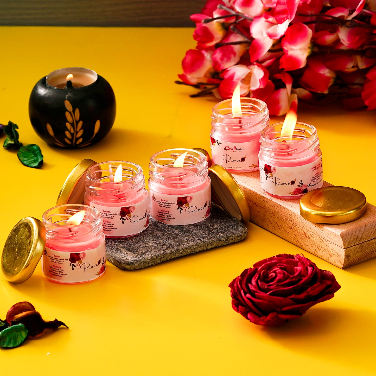 Rose Scented Mini jar Candle