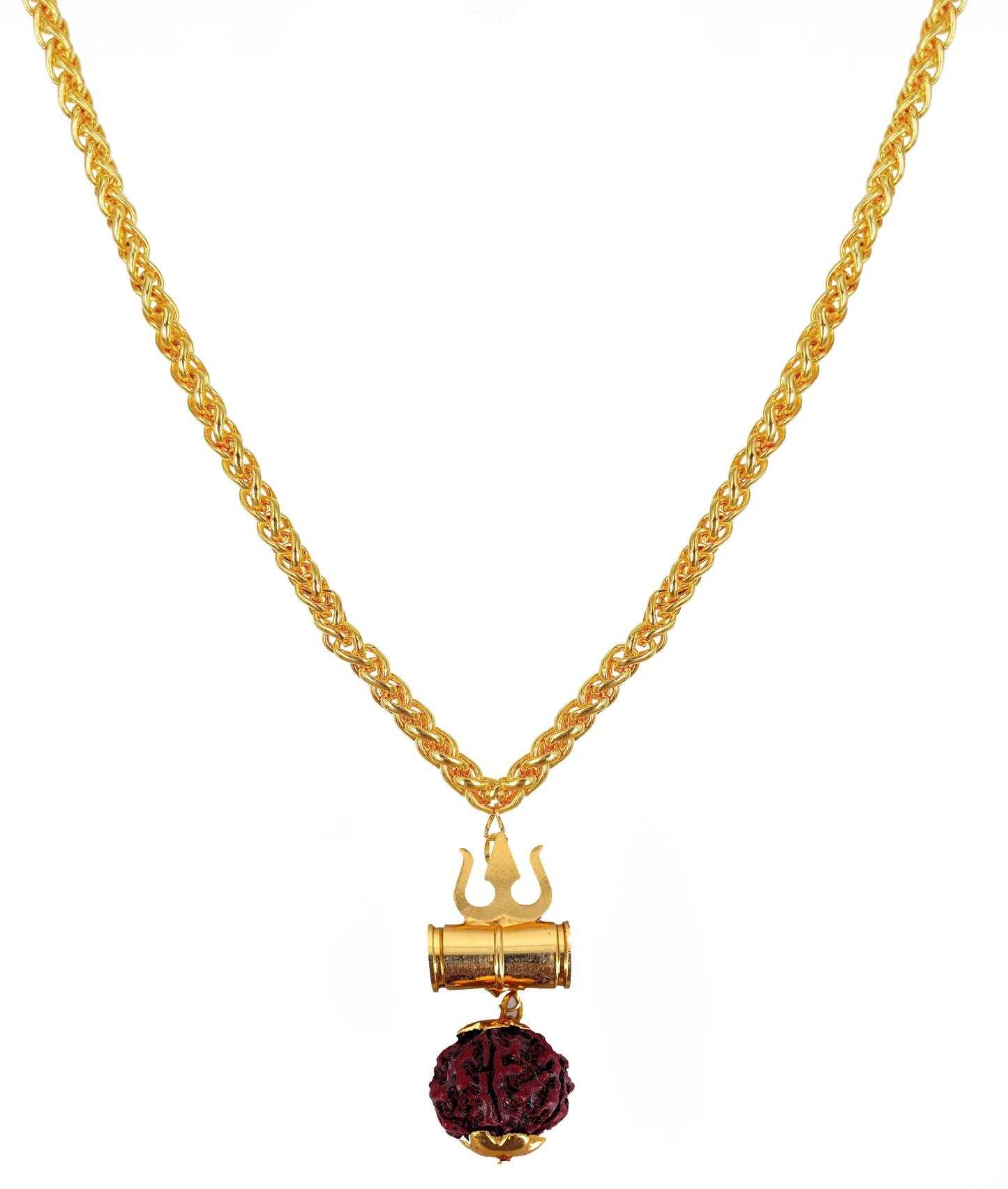 Gold Plated Trishul With Rudraksha Pendant With Chain